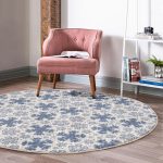 - RealHomes Dijital Baskılı Kaymaz Tabanlı Comfort Yuvarlak Halı - Realhomes  Gri Kot Zeminde Kristal Taneleri Motifli Renkli Salon ve Oturma Odası Yıkanabilir Kaymaz Tabanlı Yuvarlak Halı Realhomes