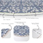 - RealHomes Dijital Baskılı Kaymaz Tabanlı Comfort Yuvarlak Halı - Realhomes  Realhomes Lacivert Kot Zeminde Dijital Baskılı Renkli Salon ve Oturma Odası Yıkanabilir Kaymaz Tabanlı Yuvarlak Halı Realhomes