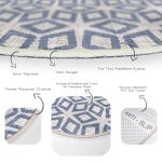 - RealHomes Dijital Baskılı Kaymaz Tabanlı Comfort Yuvarlak Halı - Realhomes  Kot Gri Zeminde Geometrik Çizimler Özel Tasarım Renkli Salon ve Oturma Odası Yıkanabilir Kaymaz Tabanlı Yuvarlak Halı Realhomes