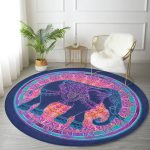 - RealHomes Dijital Baskılı Kaymaz Tabanlı Comfort Yuvarlak Halı - Realhomes  Rengarenk Bohem Otantik Etnik Fil Desenli Lacivert Salon ve Oturma Odası Yıkanabilir Kaymaz Tabanlı Yuvarlak Halı Realhomes