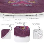 - RealHomes Dijital Baskılı Kaymaz Tabanlı Comfort Yuvarlak Halı - Realhomes  Mor Zeminde Otantik Baykuş Desenli Modern Bordo Salon ve Oturma Odası Yıkanabilir Kaymaz Tabanlı Yuvarlak Halı Realhomes