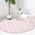 - RealHomes Dijital Baskılı Kaymaz Tabanlı Comfort Yuvarlak Halı - Realhomes  Realhomes Puantiyeli Dijital Baskılı Pembe Koridor ve Antre Yıkanabilir Kaymaz Tabanlı Yuvarlak Halı Realhomes