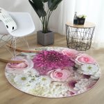 - RealHomes Dijital Baskılı Kaymaz Tabanlı Comfort Yuvarlak Halı - Realhomes Realhomes Çiçek Demeti Dijital Baskılı Pembe Salon ve Oturma Odası Yıkanabilir Kaymaz Tabanlı Yuvarlak Halı Realhomes