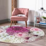 - RealHomes Dijital Baskılı Kaymaz Tabanlı Comfort Yuvarlak Halı - Realhomes Realhomes Çiçek Demeti Dijital Baskılı Pembe Salon ve Oturma Odası Yıkanabilir Kaymaz Tabanlı Yuvarlak Halı Realhomes