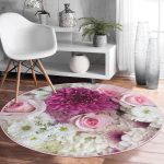 - RealHomes Dijital Baskılı Kaymaz Tabanlı Comfort Yuvarlak Halı - Realhomes Realhomes Çiçek Demeti Dijital Baskılı Pembe Salon ve Oturma Odası Yıkanabilir Kaymaz Tabanlı Yuvarlak Halı Realhomes