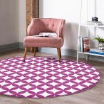 Mor Dairesel Geometrik Dijital Baskılı Pembe Koridor ve Antre Yıkanabilir Kaymaz Tabanlı Yuvarlak Halı Realhomes