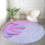 - RealHomes Dijital Baskılı Kaymaz Tabanlı Comfort Yuvarlak Halı - Realhomes  Realhomes Neon Zeminli Devetabanı Motifli Pembe Yatak Odası Yıkanabilir Kaymaz Tabanlı Yuvarlak Halı Realhomes