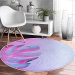 - RealHomes Dijital Baskılı Kaymaz Tabanlı Comfort Yuvarlak Halı - Realhomes  Realhomes Neon Zeminli Devetabanı Motifli Pembe Yatak Odası Yıkanabilir Kaymaz Tabanlı Yuvarlak Halı Realhomes