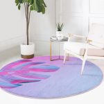 - RealHomes Dijital Baskılı Kaymaz Tabanlı Comfort Yuvarlak Halı - Realhomes  Realhomes Neon Zeminli Devetabanı Motifli Pembe Yatak Odası Yıkanabilir Kaymaz Tabanlı Yuvarlak Halı Realhomes