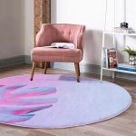 - RealHomes Dijital Baskılı Kaymaz Tabanlı Comfort Yuvarlak Halı - Realhomes  Realhomes Neon Zeminli Devetabanı Motifli Pembe Yatak Odası Yıkanabilir Kaymaz Tabanlı Yuvarlak Halı Realhomes