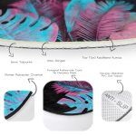 - RealHomes Dijital Baskılı Kaymaz Tabanlı Comfort Yuvarlak Halı - Realhomes  Siyah Zeminli Tropik Yapraklı Özel Tasarım Modern Salon ve Oturma Odası Yıkanabilir Kaymaz Tabanlı Yuvarlak Halı Realhomes