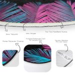 - RealHomes Dijital Baskılı Kaymaz Tabanlı Comfort Yuvarlak Halı - Realhomes  Siyah Zeminli Tropik Yapraklı Özel Tasarım Salon ve Oturma Odası Yıkanabilir Kaymaz Tabanlı Yuvarlak Halı Realhomes