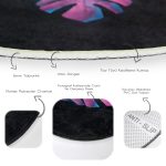 - RealHomes Dijital Baskılı Kaymaz Tabanlı Comfort Yuvarlak Halı - Realhomes  Siyah Zeminli Tropik Yapraklı Modern Salon ve Oturma Odası Yıkanabilir Kaymaz Tabanlı Yuvarlak Halı Realhomes