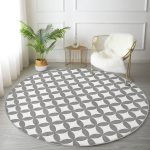 - RealHomes Dijital Baskılı Kaymaz Tabanlı Comfort Yuvarlak Halı - Realhomes Gri Dairesel Geometrik Dijital Baskılı Koridor ve Antre Yıkanabilir Kaymaz Tabanlı Yuvarlak Halı Realhomes