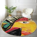 - RealHomes Dijital Baskılı Kaymaz Tabanlı Comfort Yuvarlak Halı - Realhomes Realhomes Müzik Temalı Soyut Kadın Motifli Renkli Outdoor Yıkanabilir Kaymaz Tabanlı Yuvarlak Kadife Halı Realhomes