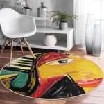 - RealHomes Dijital Baskılı Kaymaz Tabanlı Comfort Yuvarlak Halı - Realhomes Realhomes Müzik Temalı Soyut Kadın Motifli Renkli Outdoor Yıkanabilir Kaymaz Tabanlı Yuvarlak Kadife Halı Realhomes