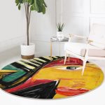 - RealHomes Dijital Baskılı Kaymaz Tabanlı Comfort Yuvarlak Halı - Realhomes Realhomes Müzik Temalı Soyut Kadın Motifli Renkli Outdoor Yıkanabilir Kaymaz Tabanlı Yuvarlak Kadife Halı Realhomes