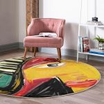 - RealHomes Dijital Baskılı Kaymaz Tabanlı Comfort Yuvarlak Halı - Realhomes Realhomes Müzik Temalı Soyut Kadın Motifli Renkli Outdoor Yıkanabilir Kaymaz Tabanlı Yuvarlak Kadife Halı Realhomes