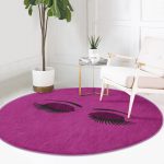 - RealHomes Dijital Baskılı Kaymaz Tabanlı Comfort Yuvarlak Halı - Realhomes Realhomes Mor Zeminde Kirpik Motifli Pembe Yatak Odası Yıkanabilir Kaymaz Tabanlı Yuvarlak Kadife Halı Realhomes