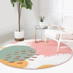 - RealHomes Dijital Baskılı Kaymaz Tabanlı Comfort Yuvarlak Halı - Realhomes Renkli Soyut Özel Tasarımlı Dijital Baskılı Salon ve Oturma Odası Yıkanabilir Kaymaz Tabanlı Yuvarlak Halı Realhomes