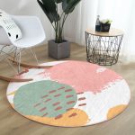 - RealHomes Dijital Baskılı Kaymaz Tabanlı Comfort Yuvarlak Halı - Realhomes Renkli Soyut Özel Tasarımlı Dijital Baskılı Salon ve Oturma Odası Yıkanabilir Kaymaz Tabanlı Yuvarlak Halı Realhomes