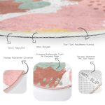 - RealHomes Dijital Baskılı Kaymaz Tabanlı Comfort Yuvarlak Halı - Realhomes  Realhomes Özel Tasarımlı Renkli Salon ve Oturma Odası Yıkanabilir Kaymaz Tabanlı Yuvarlak Halı Realhomes