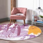 - RealHomes Dijital Baskılı Kaymaz Tabanlı Comfort Yuvarlak Halı - Realhomes Renkli Soyut Özel Tasarımlı Dijital Baskılı Pembe Salon ve Oturma Odası Yıkanabilir Kaymaz Tabanlı Yuvarlak Halı Realhomes