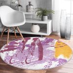 - RealHomes Dijital Baskılı Kaymaz Tabanlı Comfort Yuvarlak Halı - Realhomes Renkli Soyut Özel Tasarımlı Dijital Baskılı Pembe Salon ve Oturma Odası Yıkanabilir Kaymaz Tabanlı Yuvarlak Halı Realhomes