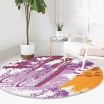 - RealHomes Dijital Baskılı Kaymaz Tabanlı Comfort Yuvarlak Halı - Realhomes Renkli Soyut Özel Tasarımlı Dijital Baskılı Pembe Salon ve Oturma Odası Yıkanabilir Kaymaz Tabanlı Yuvarlak Halı Realhomes