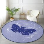- RealHomes Dijital Baskılı Kaymaz Tabanlı Comfort Yuvarlak Halı - Realhomes  Karolina Mavisi Zeminli Sonsuz Kelebek Desenli Modern Lacivert Salon ve Oturma Odası Yıkanabilir Kaymaz Tabanlı Yuvarlak Halı Realhomes
