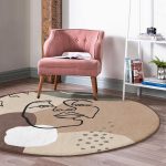 - RealHomes Dijital Baskılı Kaymaz Tabanlı Comfort Yuvarlak Halı - Realhomes  Realhomes Bohemian Özel Tasarım Kahverengi Salon ve Oturma Odası Yıkanabilir Kaymaz Tabanlı Yuvarlak Halı Realhomes