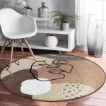 - RealHomes Dijital Baskılı Kaymaz Tabanlı Comfort Yuvarlak Halı - Realhomes  Realhomes Bohemian Özel Tasarım Kahverengi Salon ve Oturma Odası Yıkanabilir Kaymaz Tabanlı Yuvarlak Halı Realhomes