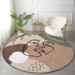 - RealHomes Dijital Baskılı Kaymaz Tabanlı Comfort Yuvarlak Halı - Realhomes  Realhomes Bohemian Özel Tasarım Kahverengi Salon ve Oturma Odası Yıkanabilir Kaymaz Tabanlı Yuvarlak Halı Realhomes