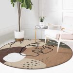 - RealHomes Dijital Baskılı Kaymaz Tabanlı Comfort Yuvarlak Halı - Realhomes  Realhomes Bohemian Özel Tasarım Kahverengi Salon ve Oturma Odası Yıkanabilir Kaymaz Tabanlı Yuvarlak Halı Realhomes
