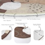 - RealHomes Dijital Baskılı Kaymaz Tabanlı Comfort Yuvarlak Halı - Realhomes  Realhomes Bohemian Özel Tasarım Kahverengi Salon ve Oturma Odası Yıkanabilir Kaymaz Tabanlı Yuvarlak Halı Realhomes