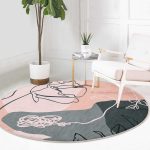 - RealHomes Dijital Baskılı Kaymaz Tabanlı Comfort Yuvarlak Halı - Realhomes  Realhomes Bohemian Özel Tasarım Pembe Salon ve Oturma Odası Yıkanabilir Kaymaz Tabanlı Yuvarlak Halı Realhomes