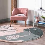 - RealHomes Dijital Baskılı Kaymaz Tabanlı Comfort Yuvarlak Halı - Realhomes  Realhomes Bohemian Özel Tasarım Pembe Salon ve Oturma Odası Yıkanabilir Kaymaz Tabanlı Yuvarlak Halı Realhomes