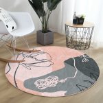 - RealHomes Dijital Baskılı Kaymaz Tabanlı Comfort Yuvarlak Halı - Realhomes  Realhomes Bohemian Özel Tasarım Pembe Salon ve Oturma Odası Yıkanabilir Kaymaz Tabanlı Yuvarlak Halı Realhomes