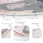 - RealHomes Dijital Baskılı Kaymaz Tabanlı Comfort Yuvarlak Halı - Realhomes  Realhomes Bohemian Özel Tasarım Pembe Salon ve Oturma Odası Yıkanabilir Kaymaz Tabanlı Yuvarlak Halı Realhomes