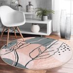 Realhomes Bohemian Özel Tasarım Pembe Salon ve Oturma Odası Yıkanabilir Kaymaz Tabanlı Yuvarlak Halı Realhomes