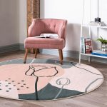 Realhomes Bohemian Özel Tasarım Siyah Salon ve Oturma Odası Yıkanabilir Kaymaz Tabanlı Yuvarlak Halı Realhomes