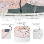 Realhomes Bohemian Özel Tasarım Siyah Salon ve Oturma Odası Yıkanabilir Kaymaz Tabanlı Yuvarlak Halı Realhomes