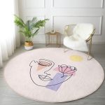 Pembe Zeminde Bohemian Özel Tasarım Salon ve Oturma Odası Yıkanabilir Kaymaz Tabanlı Yuvarlak Halı Realhomes