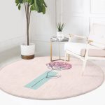 - RealHomes Dijital Baskılı Kaymaz Tabanlı Comfort Yuvarlak Halı - Realhomes Pembe Zeminde Gül Motifli Bohemian Salon ve Oturma Odası Yıkanabilir Kaymaz Tabanlı Yuvarlak Halı Realhomes
