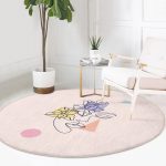 Realhomes Bohemian Özel Tasarım Pembe Salon ve Oturma Odası Yıkanabilir Kaymaz Tabanlı Yuvarlak Halı Realhomes