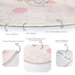 Realhomes Bohemian Özel Tasarım Pembe Salon ve Oturma Odası Yıkanabilir Kaymaz Tabanlı Yuvarlak Halı Realhomes