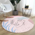 Realhomes Bohemian Özel Tasarım Pembe Salon ve Oturma Odası Yıkanabilir Kaymaz Tabanlı Yuvarlak Halı Realhomes