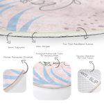 Realhomes Bohemian Özel Tasarım Pembe Salon ve Oturma Odası Yıkanabilir Kaymaz Tabanlı Yuvarlak Halı Realhomes