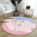 - RealHomes Dijital Baskılı Kaymaz Tabanlı Comfort Yuvarlak Halı - Realhomes  Soft Zemin Onedraw Kadın Silüetli Pembe Salon ve Oturma Odası Yıkanabilir Kaymaz Tabanlı Yuvarlak Halı Realhomes