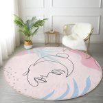 - RealHomes Dijital Baskılı Kaymaz Tabanlı Comfort Yuvarlak Halı - Realhomes  Bohem Silüet Motifli Dijital Baskılı Pembe Salon ve Oturma Odası Yıkanabilir Kaymaz Tabanlı Yuvarlak Halı Realhomes